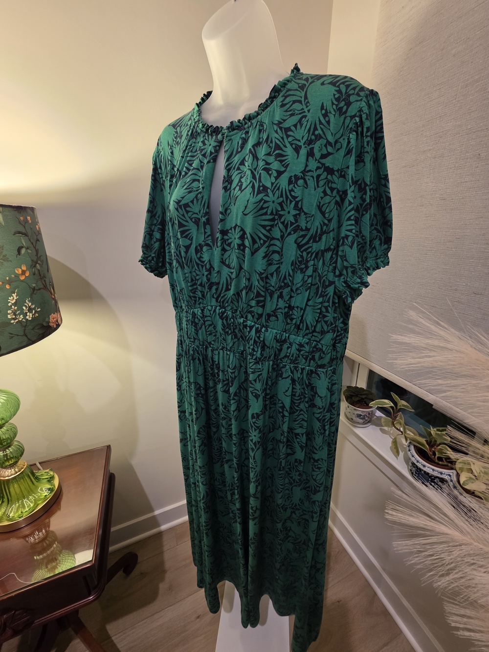 Boden Emerald Green Printed Short-Sleeve Maxi Dress Size 16/18 - Picture 16 of 16
